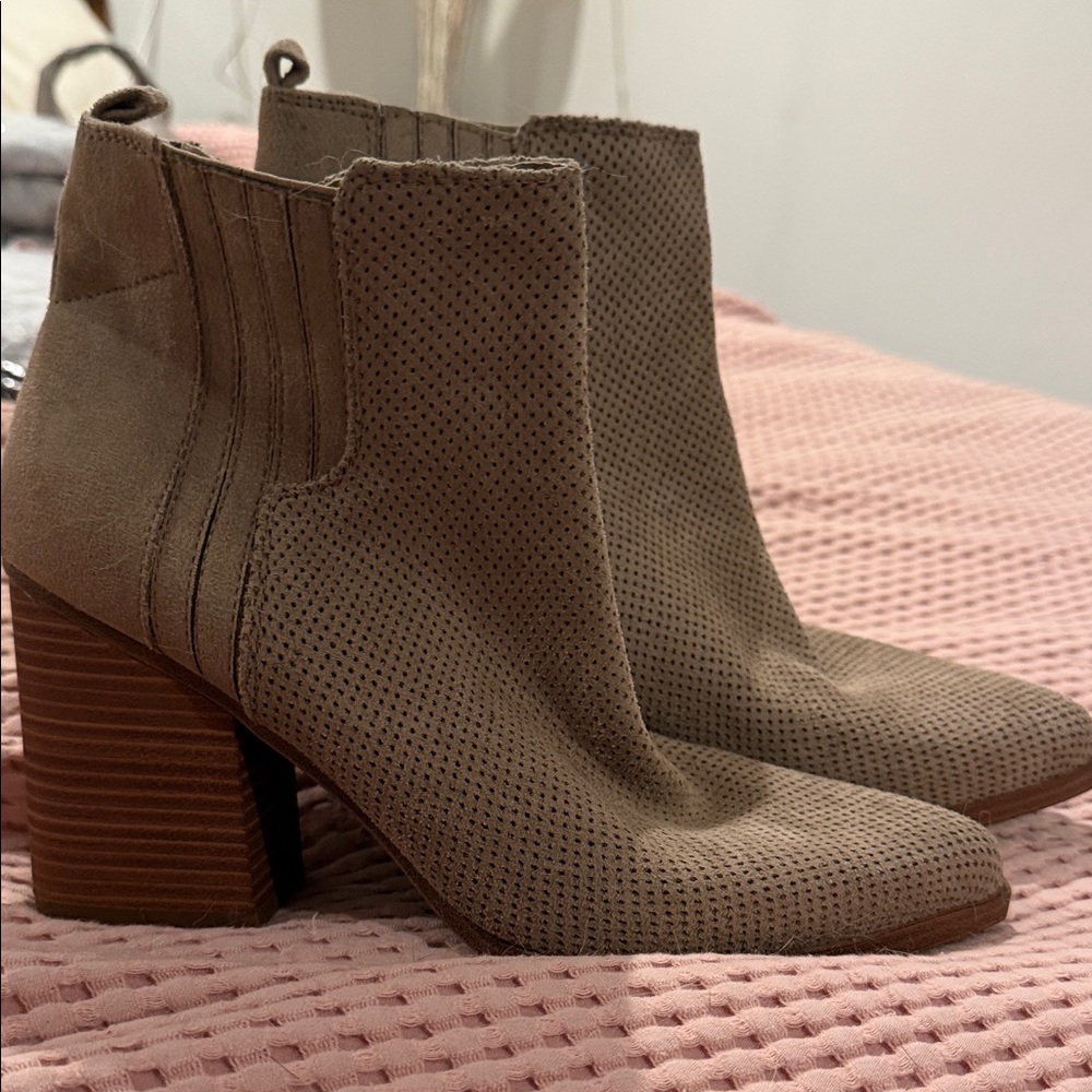 Indigo Taupe Perforated Ankle Boots